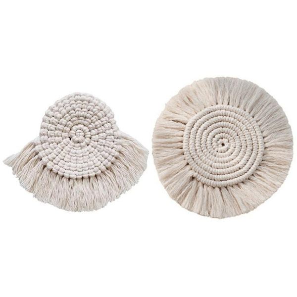 

mats & pads macrame cup pad bohemia tablecloth table mat pure handmade cotton braid non-slip insulation for kitchen