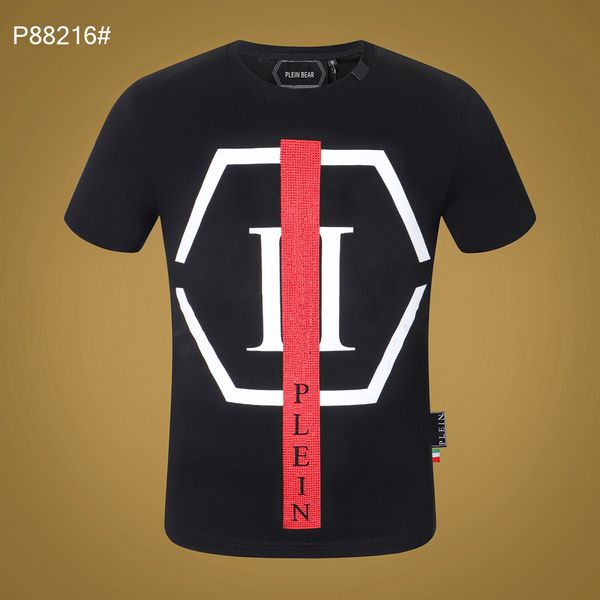 

plein bear t shirt mens designer tshirts brand clothing rhinestone skull men t-shirts classical hip hop streetwear tshirt casual tees pb 113, White;black