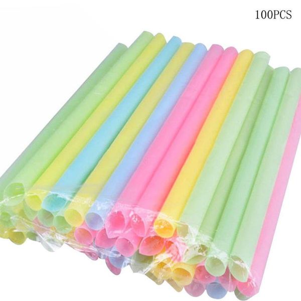 

100pcs multicolor disposable pearl milk tea drinking straws shop juice sucker reusable bar home drink
