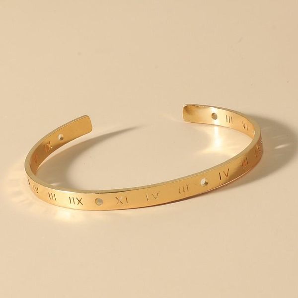 

bangle fashion opening titanium steel bangles crystal rose gold white carving roman numerals women's bracelet wholesale, Black