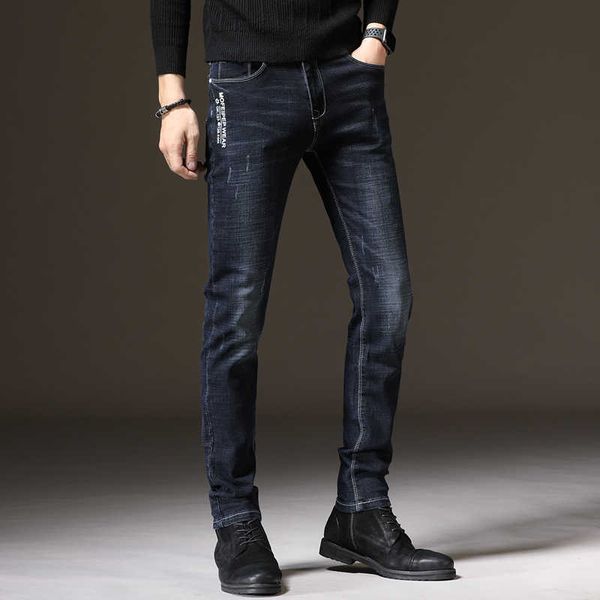 

summer 2021 mid waist men's jeans korean fashion casual pants, Blue