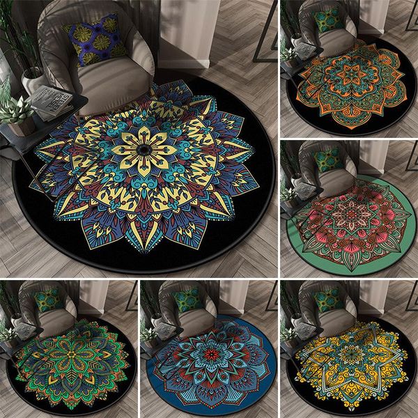 

carpets mandala round carpet for living room retro ethnic kids floor mat anti slip computer chair bedroom rugs and