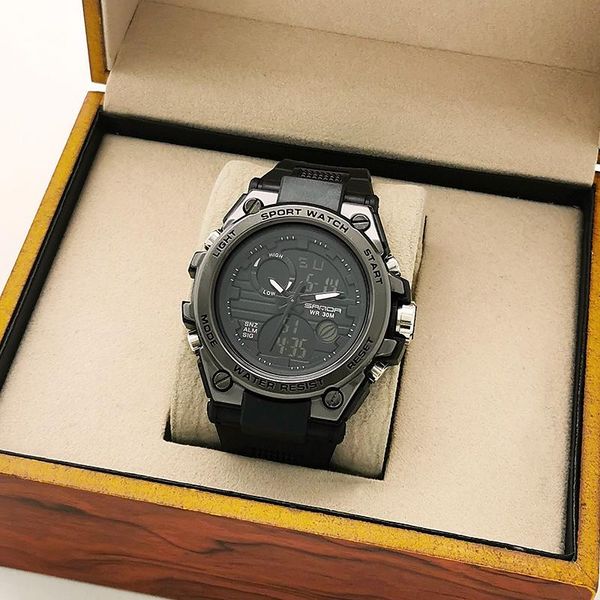 

wristwatches black technology watch men's big dial multi-functional sports waterproof student electronic fashion, Slivery;brown