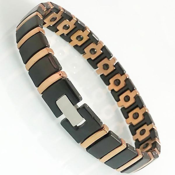 

link, chain black color ceramic men's bracelet rose gold germanium health care magnetic wristband bio male jewelry bangle femme armband