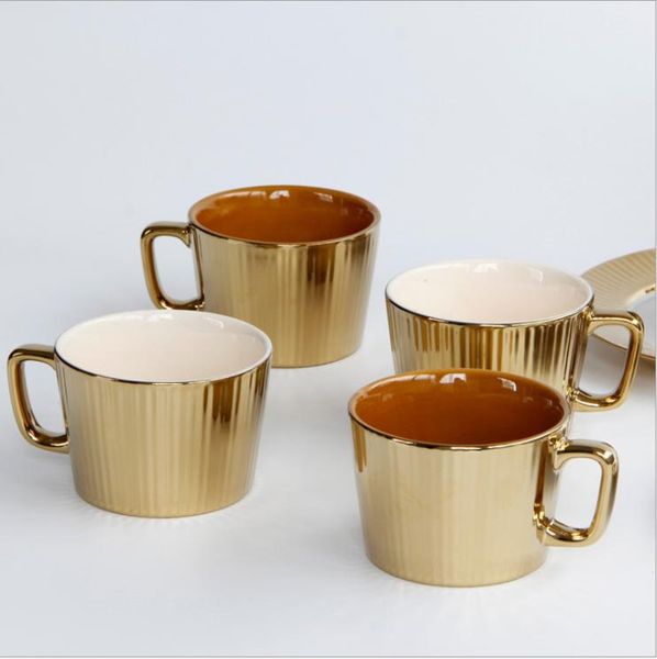 

mugs european golden ceramic cup high-end el ion gold-plated nordic style mug