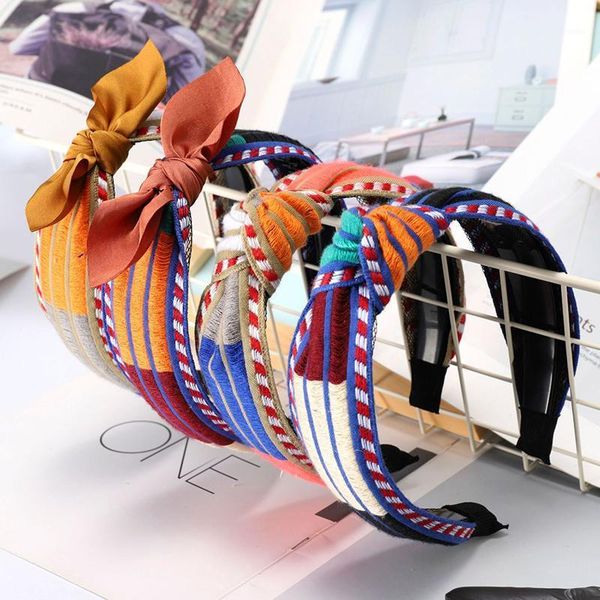 

vintage bohemia hair bands for girls women accessories embroidery polyester knot headband retro hoop headwear1