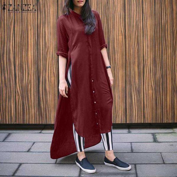 

women's blouses & shirts blouses blouse ladies maxi casual long sleeve autumn side fork shirt plus size 5xl solid mujer cami pi3d, White