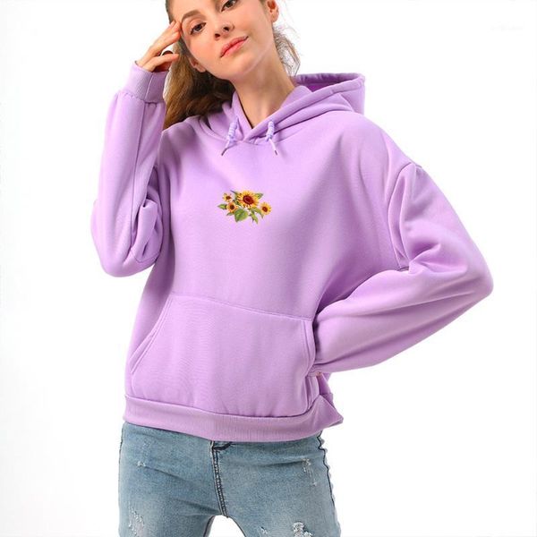 

women's hoodies & sweatshirts zogaa yellow sunflower hoodie graphic sweatshirt pullover women friends harajuku long sleeve, Black