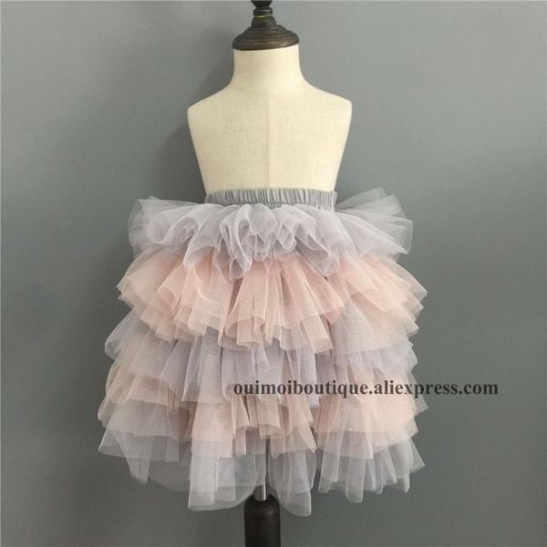 

skirts 2021 floor length kids long pleated skirt puffy draped cakeskirts original children's clothing grey and pink, Blue