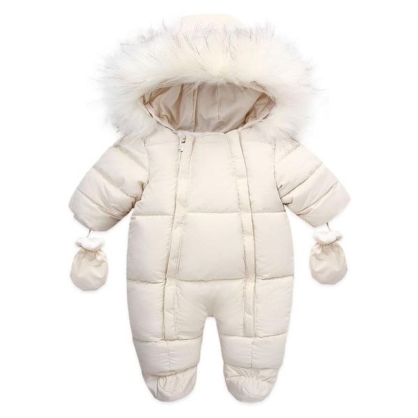 

jumpsuits 2021 winter baby girl born fur hoodies rompers warm padded jumpsuit for infant boy clothes, Blue