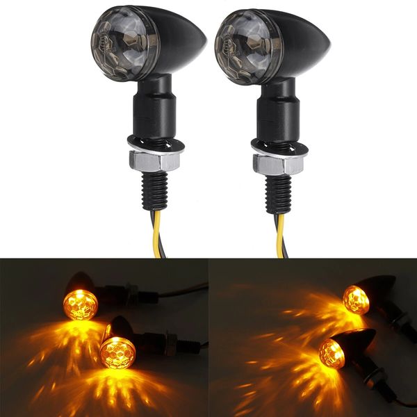 

12v pair motorcycle bullet mini turn signal amber light indicator universal