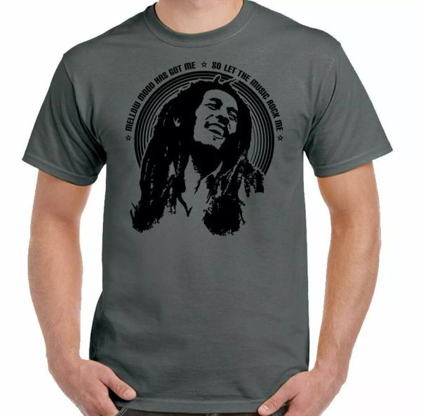 

bob marley t-shirt mens reggae music jamaica wailers soft mood, White;black