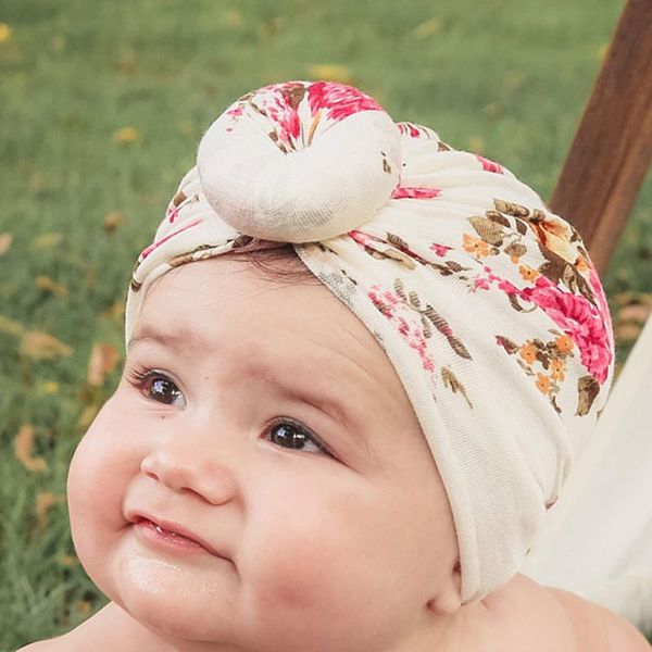 

toddler kids headbands baby boy girls floral printing knotted hat beanie headwear accessories infant soft turban head band hair, Slivery;white