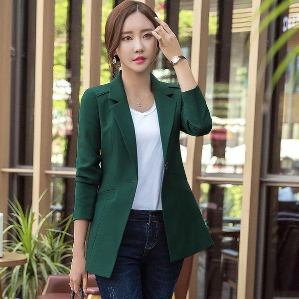 

the casual suit jacket korean female long section slim thin long-sleeved occupation women's suits & blazers, White;black
