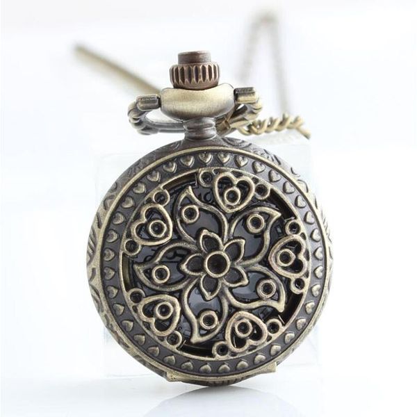 

pocket watches 10pcs/lot wholesale steampunk victorian bauhinia redbud flip watch necklace pendant promotional gift, Slivery;golden