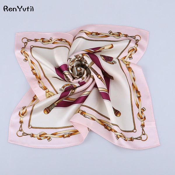 

scarves renyvtil gift fashion 100% mulberry silk for hair square stewardess occupation small ol lady office 53*53cm 3 colors, Blue;gray