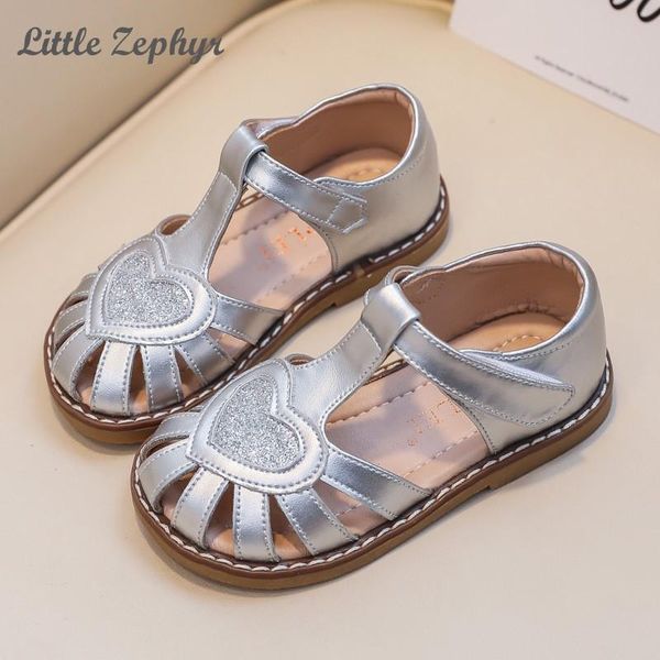 

sandals l&z 2021 summer style leather girls hollow children's shoes flat non-slip princess (lz-sh027), Black;red