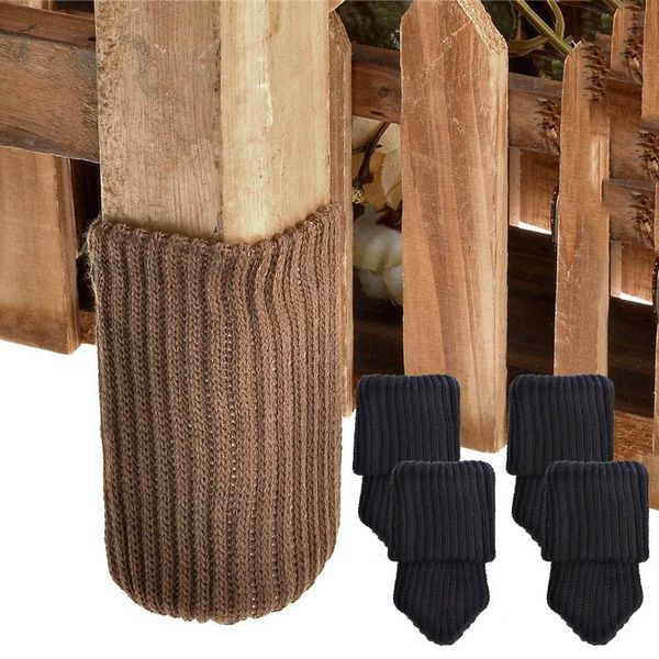 

chair covers 4pcs table foot socks leg floor protectors non-slip knitting stitching color for furniture home decor