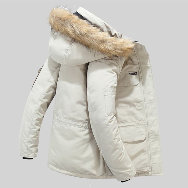 

new mens winter down jacket coat fashion hooded collar with fur windbreaker keep warm thicken men clothing plus size m-6xl, Black