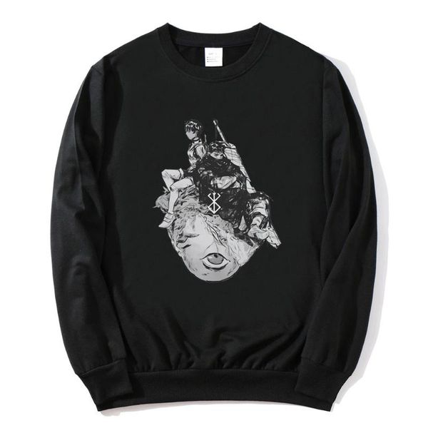 

men's hoodies & sweatshirts funny male vintage berserk men harajuku sweatshirt japanese style clothing anime cartoon tracksuit all-ma, Black