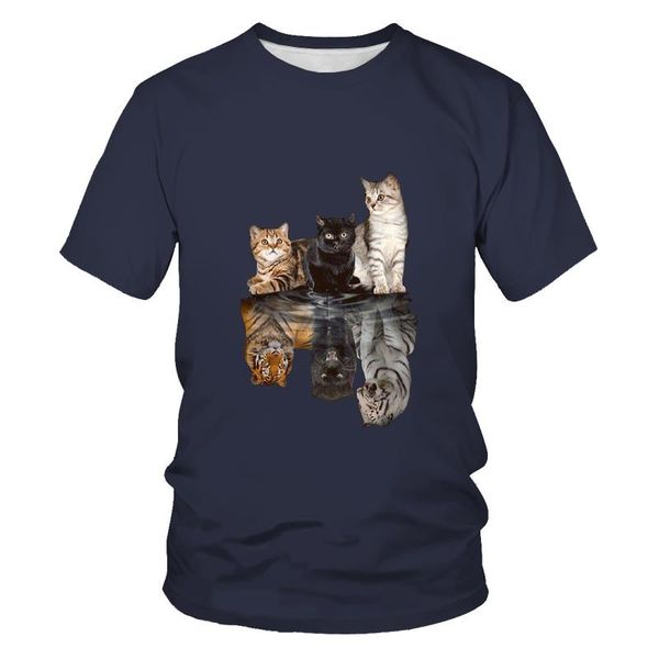 

men's t-shirts funny cute cat 3d printed men women summer t shirt casual animal clothes harajuku o-neck t-shirt oversized tees, White;black