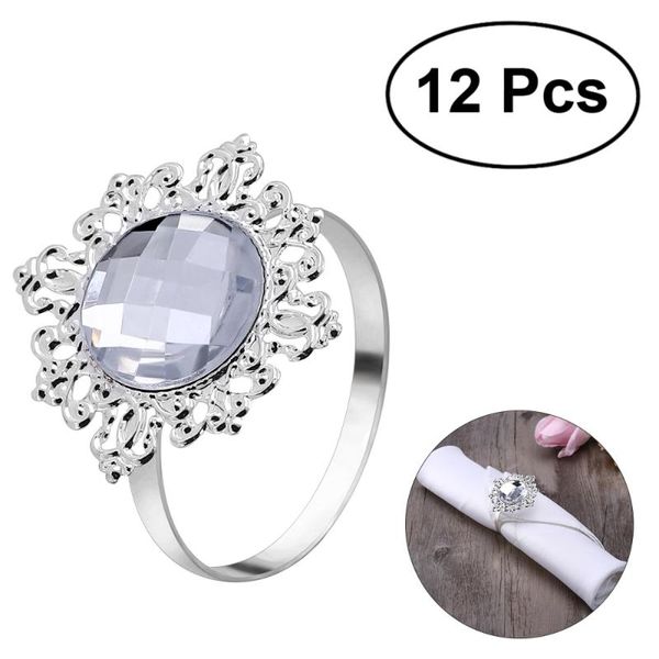 

napkin rings 12pcs acrylic holders wedding banquet dinner decoration (silver)