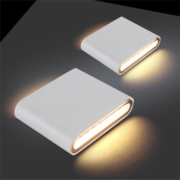 

aluminum led waterproof outdoor up down wall lamp ip65 modern 6w/12w black white light indoor decorated sconce lamps
