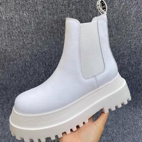 

boots ankle genuine leather thick bottom women short fashion cool club winter shoes footwear size 34-40, Black