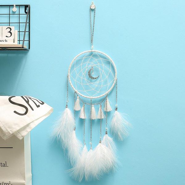 

dream catcher feather hanging decoration flower shell wall door bohemia woven moon ornament decorative objects & figurines