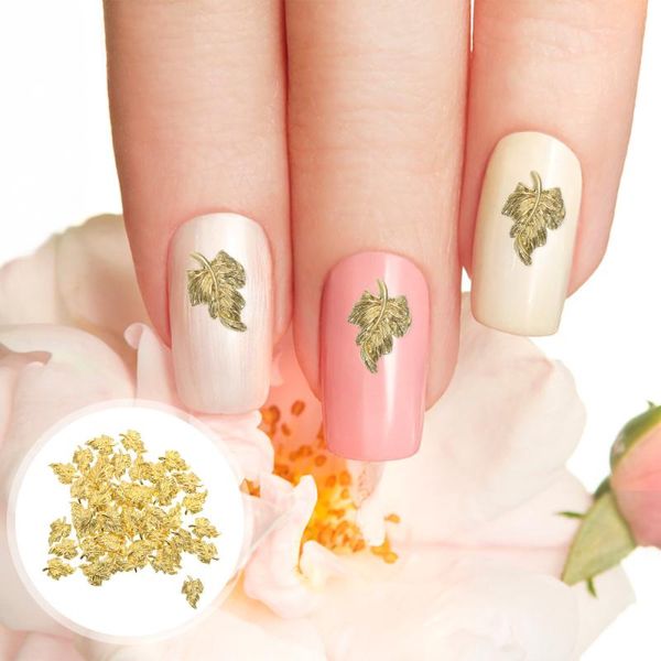 

100pcs nail charms leaf shape metal manicure decor for diy art craft stickers & decals, Black