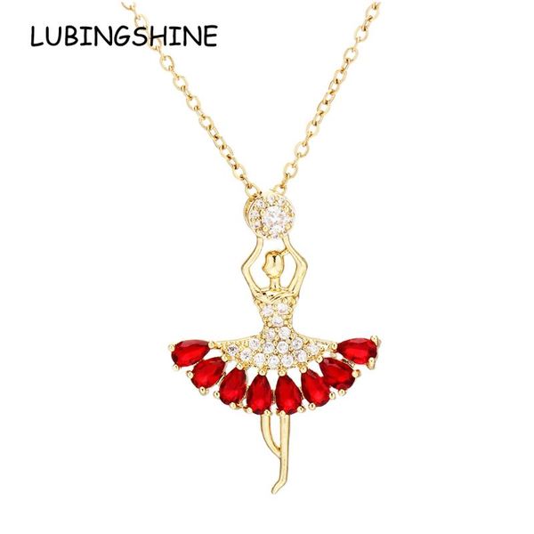 

pendant necklaces fashion dance girl necklace golden plated ballet metal chain crystal zircon luxury women's jewelry, Silver