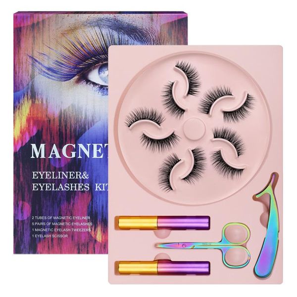 

false eyelashes 5/6 pairs gift box magnetic and eyeliner set,no glue long lasting waterproof lashes kit