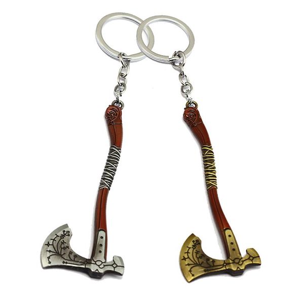 

keychains game god of war 4 kratos leviathan axe shape keychain fashion key ring chains holder llaveros chaveiro souvenir gifts, Silver