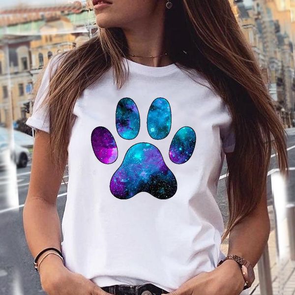 

women's t-shirt women t-shirts dog space cute cartoon trend animal pet 90s summer graphic print female stylish t shirt girl tee, White