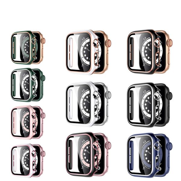 Custodia in vetro temperato Copertura proteggi schermo Custodia paraurti Cover per Apple Watch Iwatch Serie 3 2 44mm 40mm Series6 SE 5 4 38/42mm