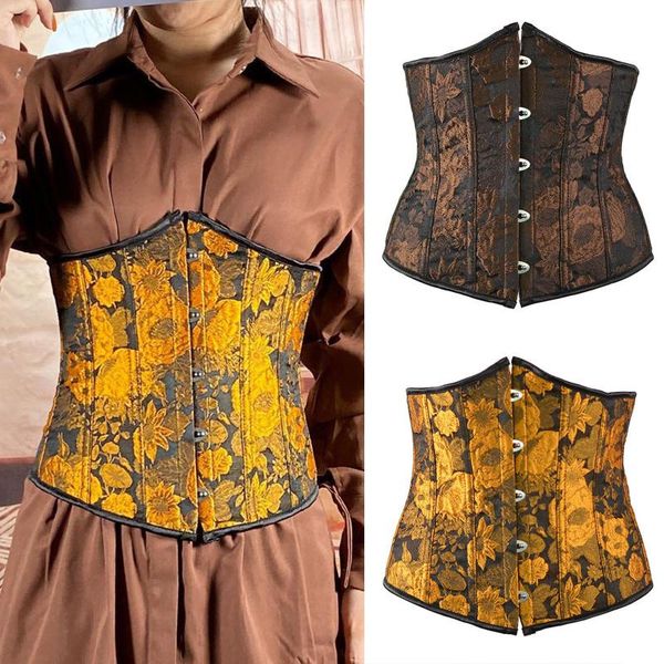 

waist support corsets and bustiers underbust women printed back lace up boned tummy control slimming shaper corset for, Black;gray