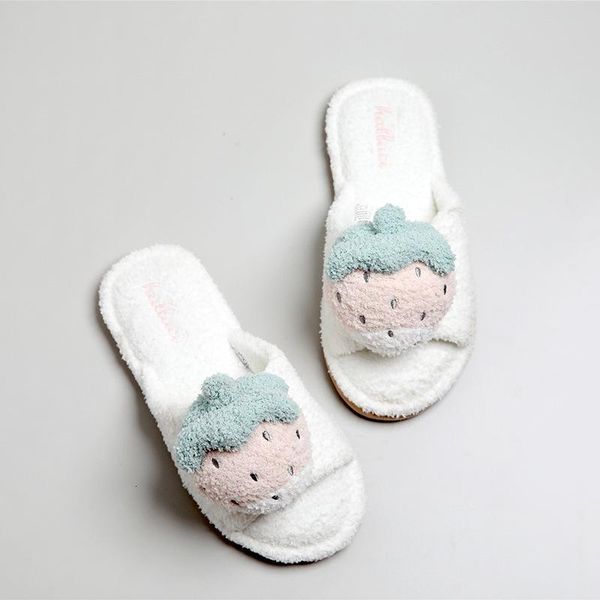 

[gogd]woman bow cotton ladies winter warm indoor non-slip home shoe cute fluffy slippers ury0, Black