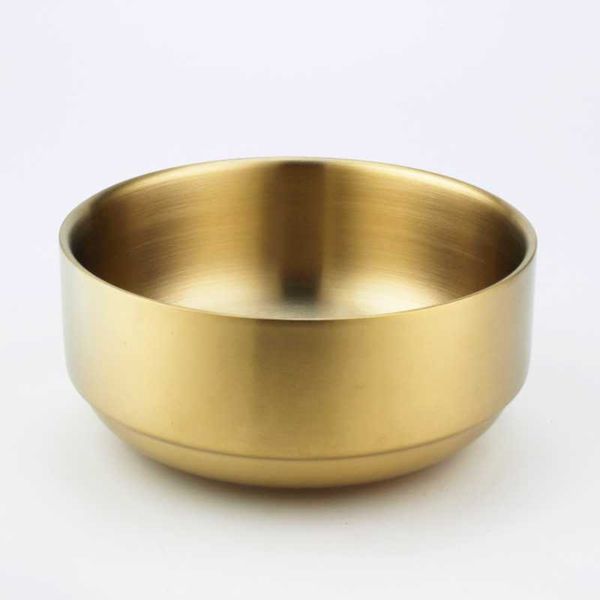 

304# stainless steel bowl thickened gold double layer anti scalding bowls