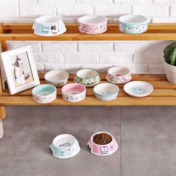 

cat bowl cute cartoon thick walled ceramic for feeding pet supplies bowls & feeders