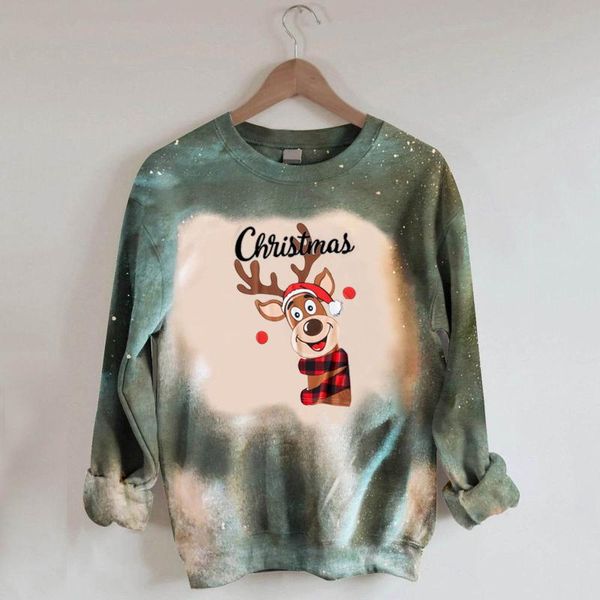

women's hoodies & sweatshirts women autumn slim casual christmas deer printed tie dye kawaii long sleeve sweatershirts harajuku plus si, Black