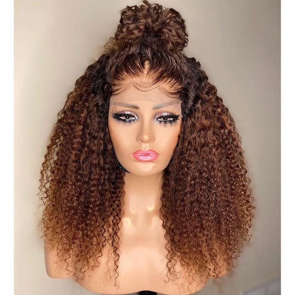 

lx brand 26inch long kinky curly ombre blonde synthetic lace front wig for black women with babyhair heat resistant 180% density dailyfactor