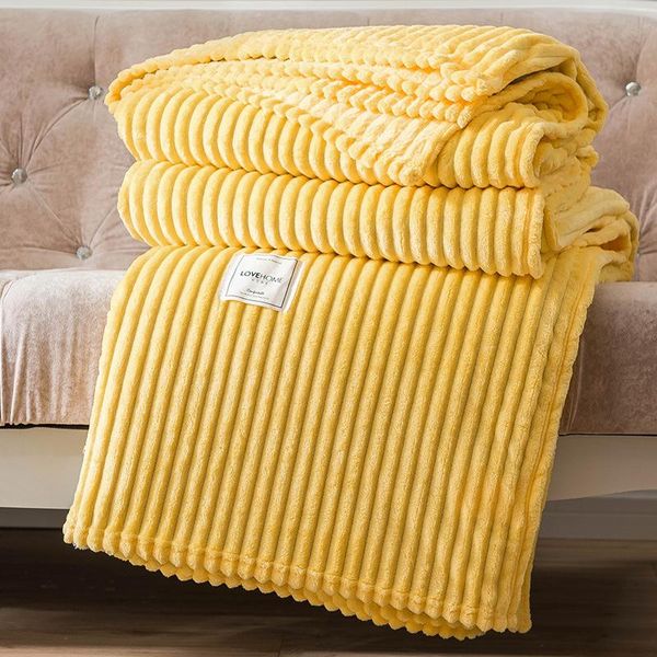 

blankets warm flannel yellow for beds throw sofa blanket decoration travel cover