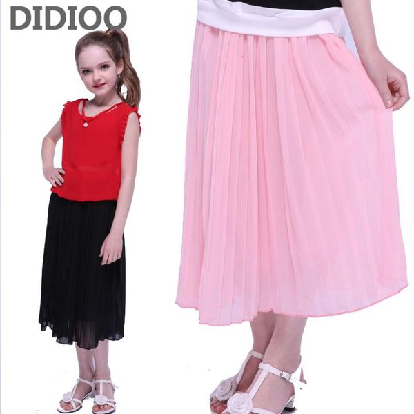 

skirts girls kids summer chiffon for bottoms teenage children solid clothing 2 6 8 10 14 years pleated