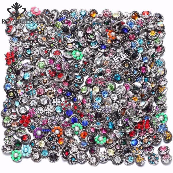

charm bracelets royalbeier 20pcs/lot mixed rhinestone styles metal charms 12mm snap button jewelry for snaps bracelet diy, Golden;silver