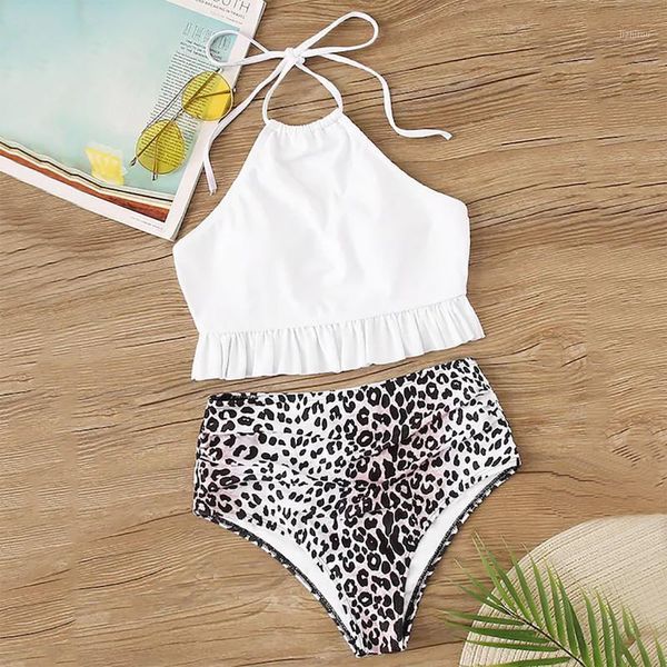 

bikini 2021 plus size bathing suit swimsuit female tummy control beachwear halter bandage set swimwear women biquini women's, White;black