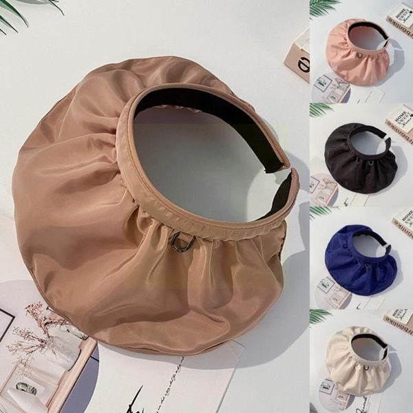 

wide brim hats womens roll up visor cap sun hat shell shaped headband beach summer foldable lightweight a8p5, Blue;gray