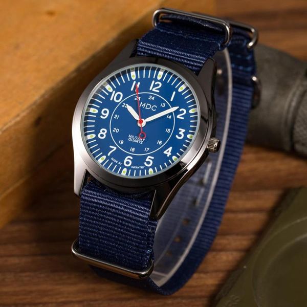 

wristwatches mens watches 2021 mdc sport fashion for men ultra thin blue canvas army watch relogio masculino, Slivery;brown