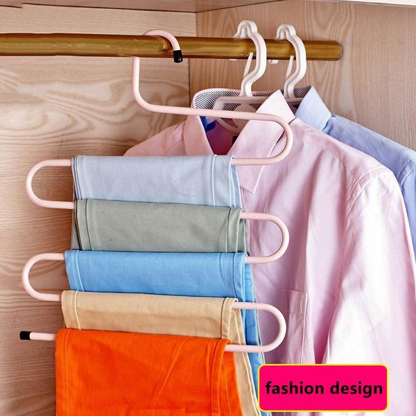 

thicker 5 layers s type multifunction pants hangers holders trousers hanger clothing wardrobe storage rack drying trouser & racks