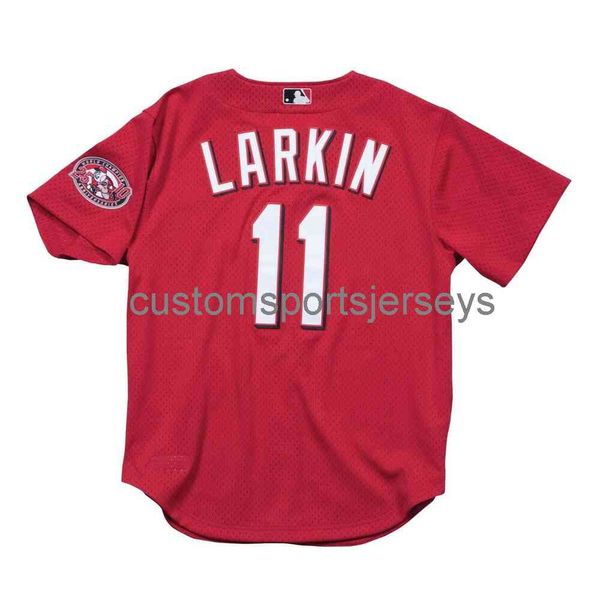 

new barry larkin 2000 mitchell & ness jersey xs-5xl 6xl stitched baseball jerseys retro, Black