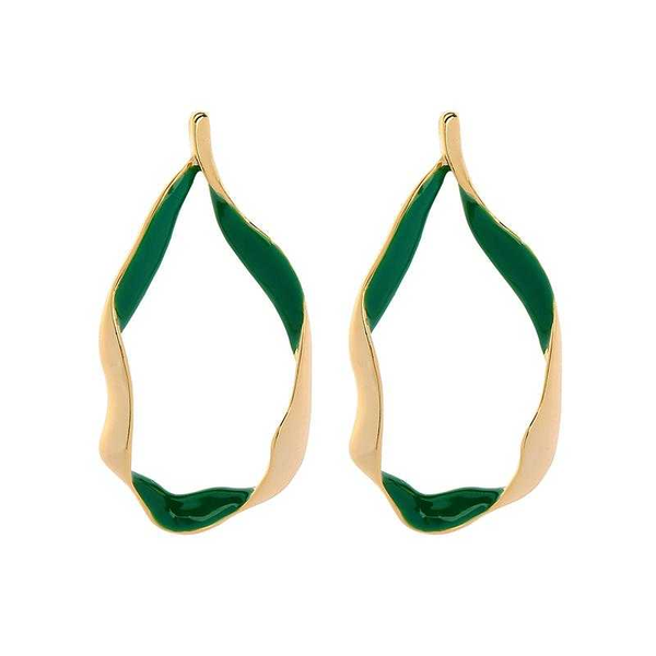 

uer irregular green enamel earrings for women unique fashion zinc alloy statement girl valentine's day jewelry ed00232c dangle & chande, Silver